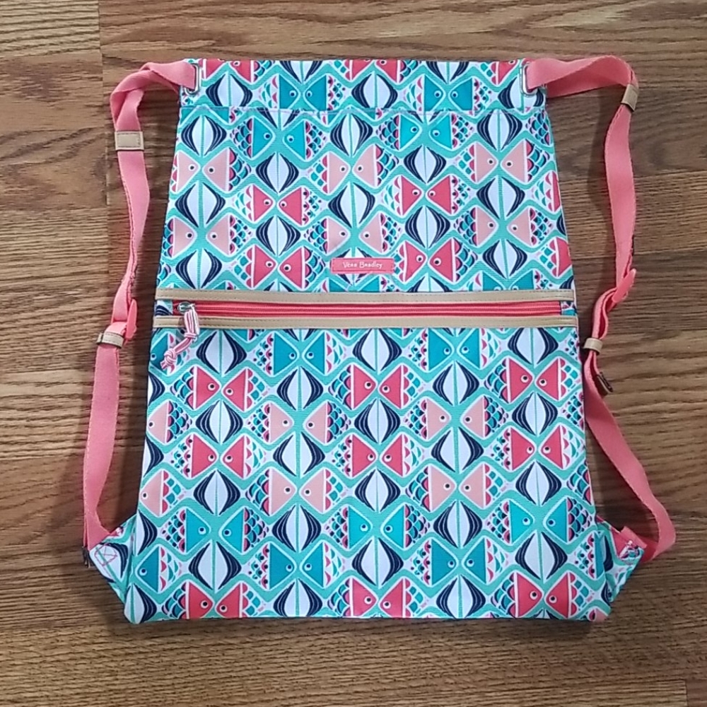 Vera Bradley backpack, pull string closure, EUC